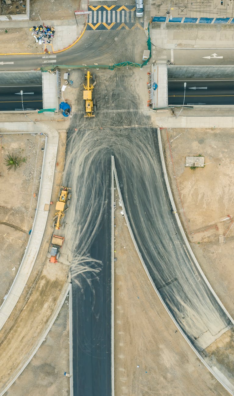 aerial view of road